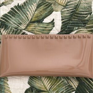 Patent Nude Studded Wristlet Clutch